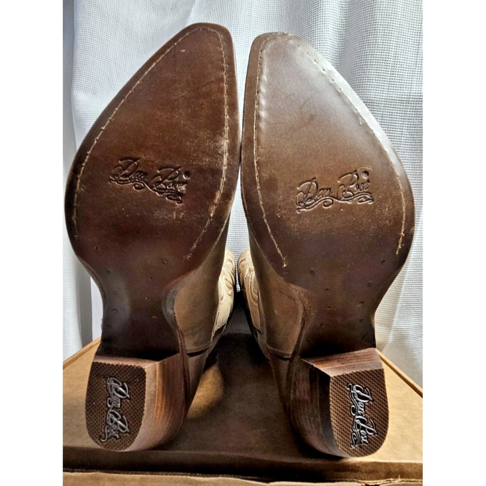 Dan Post Womens Karmel Embroidered Snip Toe Pull On Boots Mid Calf 9M - Picture 6 of 14